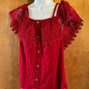 Beautiful NO BOUNDARIES red crocheted top - XXL